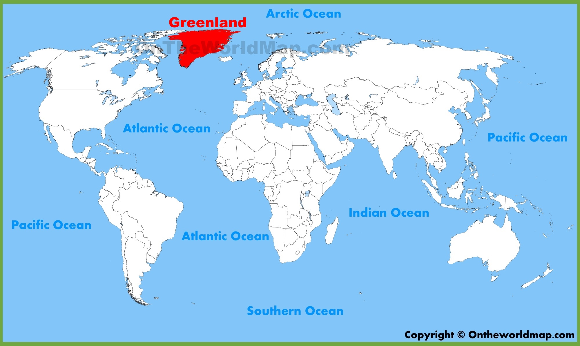 Greenland Location on the World Map. (Photo Credit: ontheworldmap.com)